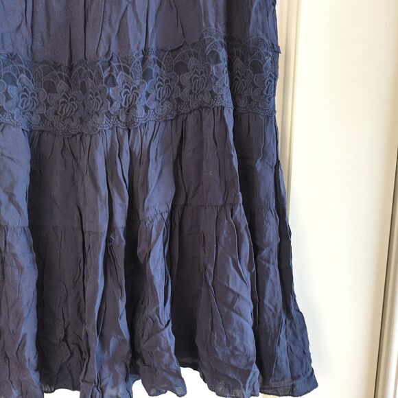 Altar'd State Navy Blue Minimalist Boho Babydoll Top S Crochet Festival Y2K - Picture 3 of 9